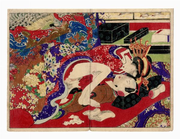 UTAGAWA KUNISADA II : Due tavole con coppie di amanti.  - Asta Arte Antica, Orientale, Moderna e Contemporanea [parte I] - Associazione Nazionale - Case d'Asta italiane