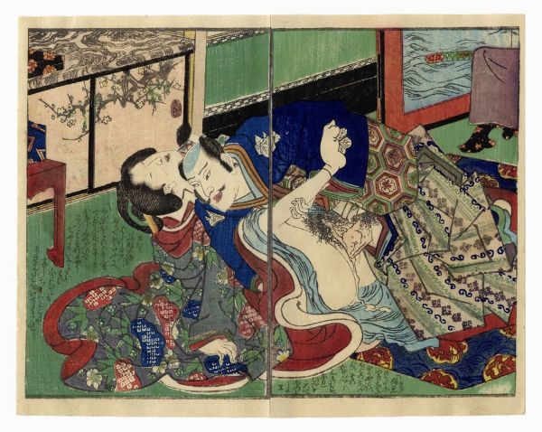 UTAGAWA KUNISADA III : Coppia di amanti.  - Asta Arte Antica, Orientale, Moderna e Contemporanea [parte I] - Associazione Nazionale - Case d'Asta italiane