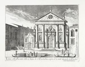 Domenico Lovisa - Veduta della Facciata della Chiesa di S. Eustachio sopra il Canal Grande di Venetia.