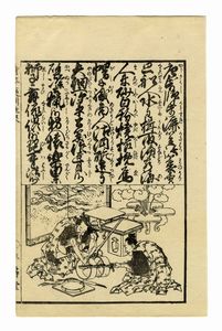 KATSUSHIKA HOKUSAI - Due fogli da Ehon teikin rai (Comunicazioni illustrate dell'apprendimento domestico).