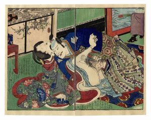 UTAGAWA KUNISADA III - Coppia di amanti.