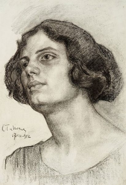 Cesare Tallone : Volto di ragazza.  - Asta Arte Antica, Orientale, Moderna e Contemporanea [parte II] - Associazione Nazionale - Case d'Asta italiane