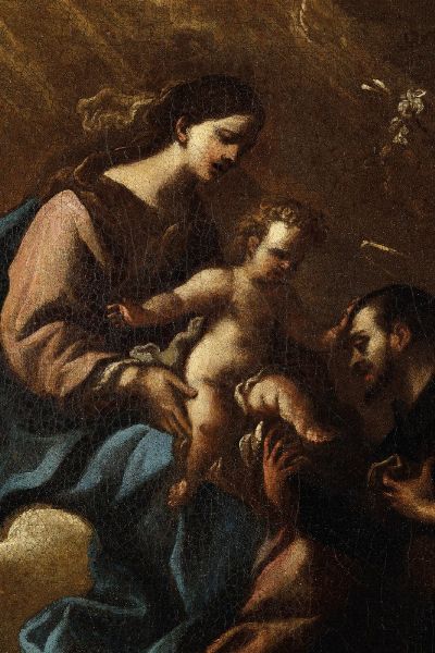 Scuola genovese del XVIII secolo Madonna con Bambino e S. Antonio da Padova  - Asta Dipinti Antichi - Associazione Nazionale - Case d'Asta italiane