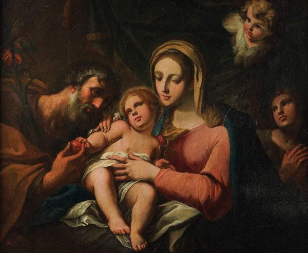 Scuola emiliana del XVIII secolo Sacra Famiglia  - Asta Dipinti Antichi - Associazione Nazionale - Case d'Asta italiane