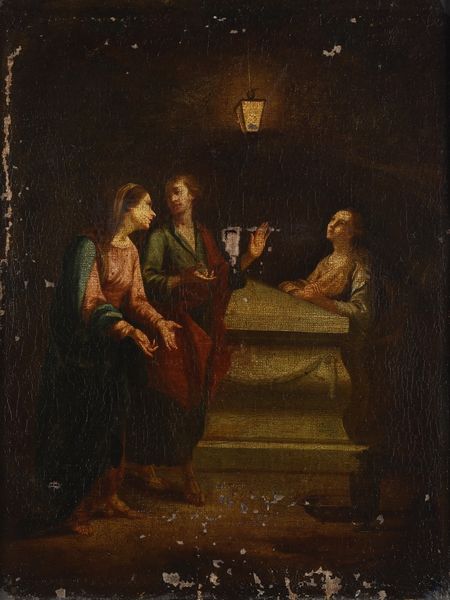 Scuola del XVIII secolo La Vergine, Maria Maddalelena e San Giovanni al sepolcro  - Asta Dipinti Antichi - Associazione Nazionale - Case d'Asta italiane