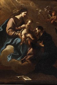 Scuola genovese del XVIII secolo Madonna con Bambino e S. Antonio da Padova  - Asta Dipinti Antichi - Associazione Nazionale - Case d'Asta italiane