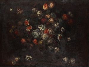 Scuola del XVIII secolo Nature morte con vasi di fiori  - Asta Dipinti Antichi - Associazione Nazionale - Case d'Asta italiane