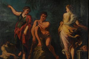 Annibale Carracci, copia da : Ercole al bivio  - Asta Dipinti Antichi - Associazione Nazionale - Case d'Asta italiane