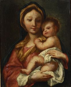 Domenico Piola, nei modi di - Madonna con Bambino