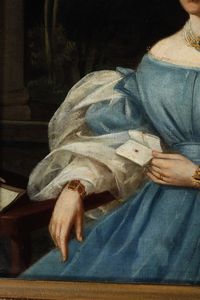 Scuola del XIX secolo Ritratto di gentildonna con lettera  - Asta Dipinti Antichi - Associazione Nazionale - Case d'Asta italiane