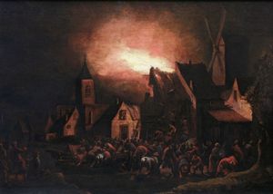 Egbert van der Poel - Villaggio in fiamme