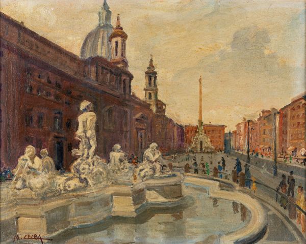 PITTORE DEL XX SECOLO : Veduta di Piazza Navona  - Asta Dipinti del XIX e XX Secolo - Associazione Nazionale - Case d'Asta italiane