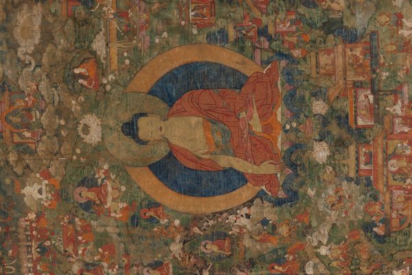 Thangka in seta con figura di Buddha Sakyamuni e altre divinit, Tibet, XVIII secolo  - Asta Arte Orientale - Associazione Nazionale - Case d'Asta italiane