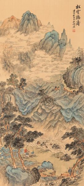 Scroll con scena di paesaggio montano con scatola titolato Nellautunno e nel settembre di Renyin, Renchang, Cina, XX secolo  - Asta Arte Orientale - Associazione Nazionale - Case d'Asta italiane