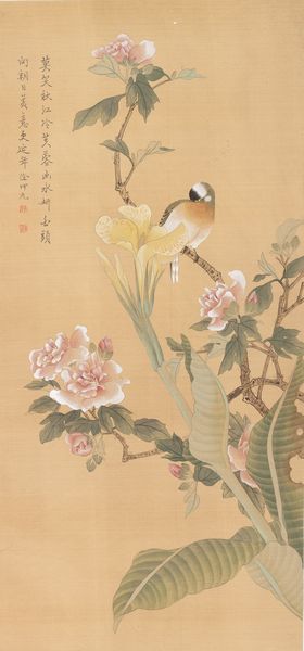 Scroll con iscrizioni, fiori e uccello su ramo con scatola, Xu Kun Yuan, Cina, XX secolo  - Asta Arte Orientale - Associazione Nazionale - Case d'Asta italiane