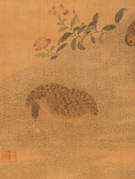 Scroll dipinto su carta con quaglie e piante di miglio, Dinastia Tarda Qing, Anno Xinchou (1841), XIX Secolo  - Asta Arte Orientale - Associazione Nazionale - Case d'Asta italiane