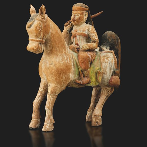 Figura orientale in legno con guerriero a cavallo, Cina, XIX secolo  - Asta Arte Orientale - Associazione Nazionale - Case d'Asta italiane