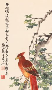 Scroll su carta titolato Fiori e uccelli, Wang Youshi, Cina, XX secolo  - Asta Arte Orientale - Associazione Nazionale - Case d'Asta italiane