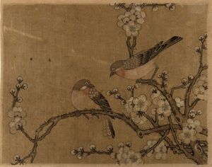 Album con inscrizione Jiang Tingxi - Il libro a colori di fiori ed uccelli contenente 12 tempere su seta, Cina, riproduzioni degli inizi del XIX secolo  - Asta Arte Orientale - Associazione Nazionale - Case d'Asta italiane