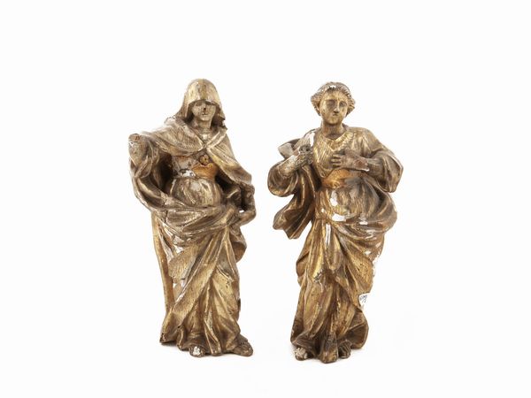 Coppia di sculture di legno intagliato e dorato a mecca  - Asta Una casa fiorentina - Associazione Nazionale - Case d'Asta italiane