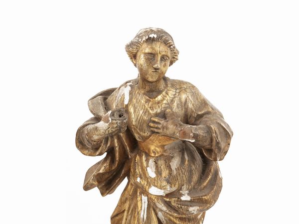 Coppia di sculture di legno intagliato e dorato a mecca  - Asta Una casa fiorentina - Associazione Nazionale - Case d'Asta italiane