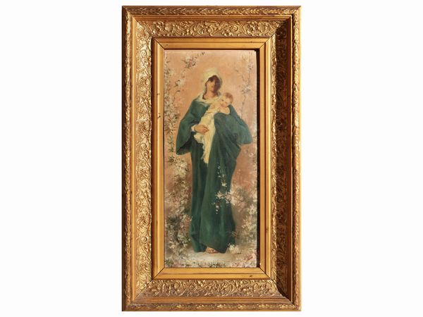 Scuola toscana della fine del XIX/inizio del XX secolo : Da Nicol Barabino, Madonna della Primavera 1899  - Asta Una casa fiorentina - Associazione Nazionale - Case d'Asta italiane