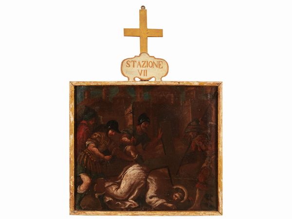 Scuola dell'Italia centrale del XIX secolo : Due stazioni della Via Crucis  - Asta Una casa fiorentina - Associazione Nazionale - Case d'Asta italiane