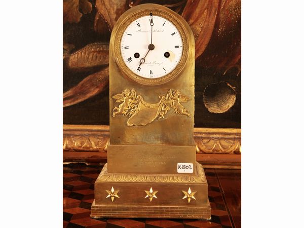 Orologio da tavolo in bronzo dorato, Deniere & Matelin  - Asta Una casa fiorentina - Associazione Nazionale - Case d'Asta italiane