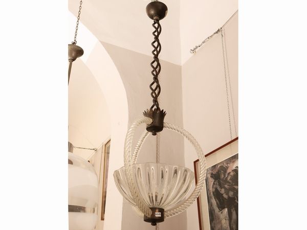 Lampadario in vetro e ottone  - Asta Una casa fiorentina - Associazione Nazionale - Case d'Asta italiane