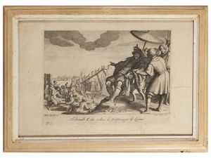 Jacques Callot - Ferdinando I che ordina la fortificazione del Porto di Livorno - Battaglia tra Turchi...