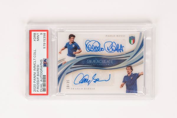 Paolo Rossi e Franco Baresi   Card autografata  Italia - Cert. PSA/DNA  - Asta Pop Culture / Memorabilia e Card - Associazione Nazionale - Case d'Asta italiane