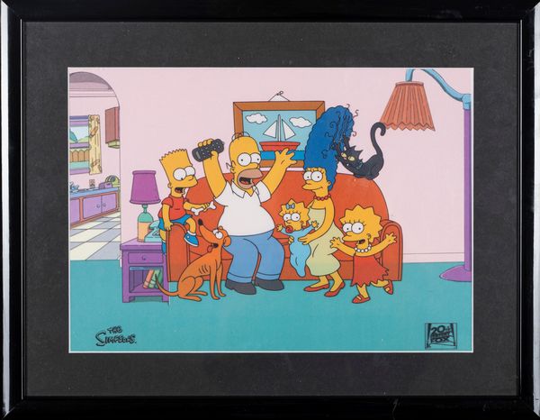 I Simpson  Sericel - Matt Groening - In cornice - 28 x 35 cm (11x14 inch)  - Asta Pop Culture / Memorabilia e Card - Associazione Nazionale - Case d'Asta italiane