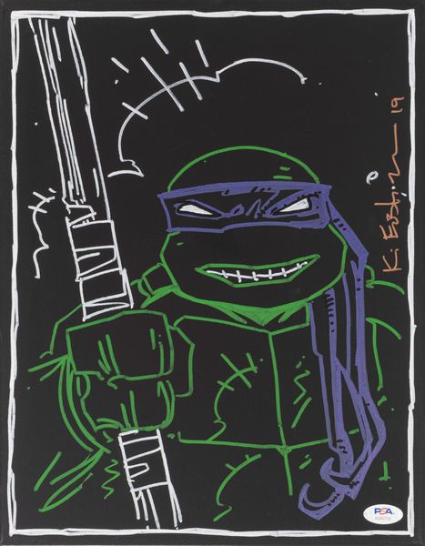 Kevin Eastman  Disegno originale su tela - Tartarughe Ninja  28x35 cm - Cert. PSA  - Asta Pop Culture / Memorabilia e Card - Associazione Nazionale - Case d'Asta italiane