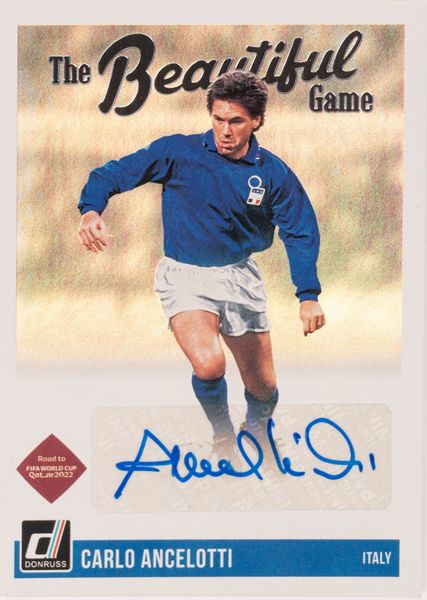 Carlo Ancelotti  Card autografata - Italia  Panini Donruss  The Beautiful game  - Asta Pop Culture / Memorabilia e Card - Associazione Nazionale - Case d'Asta italiane