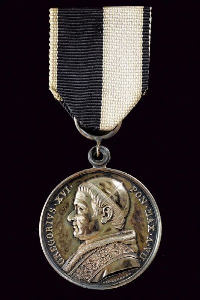 Medaglia Gregorio XVI (1831 - 1846) in argento con nominativo  - Asta Medaglie, Ordini e Decorazioni - Associazione Nazionale - Case d'Asta italiane