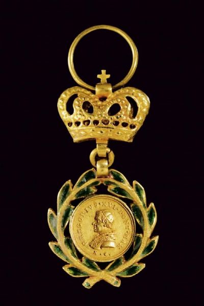 Medaglia in miniatura Gregorio XVI (1831 - 1846) Benemerenti in oro  - Asta Medaglie, Ordini e Decorazioni - Associazione Nazionale - Case d'Asta italiane