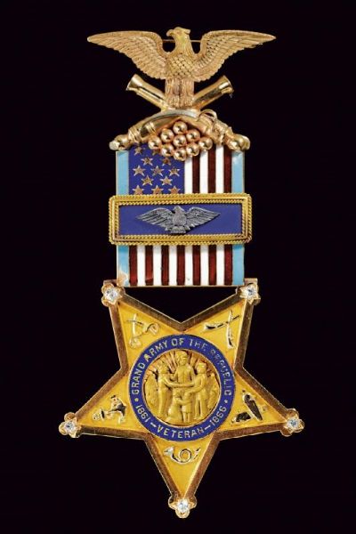 Rarissima medaglia Grand Army of the Republic Veteran 1861 - 1866 in oro con pietre  - Asta Medaglie, Ordini e Decorazioni - Associazione Nazionale - Case d'Asta italiane