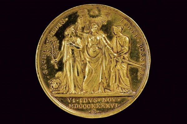 Medaglia Pio IX in oro  - Asta Medaglie, Ordini e Decorazioni - Associazione Nazionale - Case d'Asta italiane