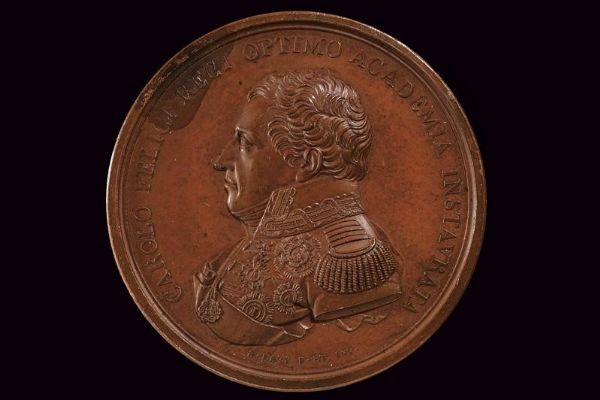 Medaglia Carlo Felice di Savoia (1821 - 1831) in bronzo  - Asta Medaglie, Ordini e Decorazioni - Associazione Nazionale - Case d'Asta italiane