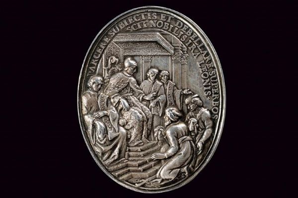 Medaglia celebrativa in argento di Marcantonio Giustinian (1684 - 1688) CVII Doge  - Asta Medaglie, Ordini e Decorazioni - Associazione Nazionale - Case d'Asta italiane