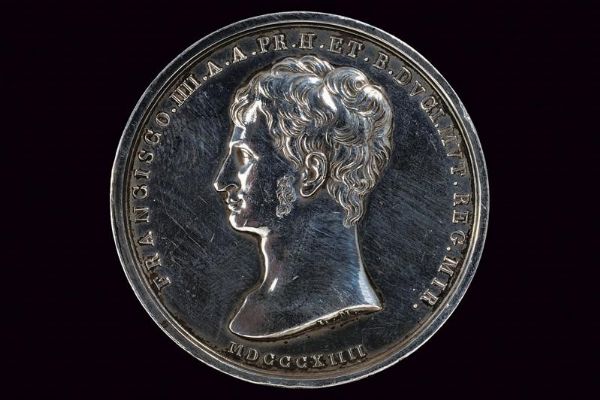 Medaglia Francesco IV d'Este (1814-1846) in argento  - Asta Medaglie, Ordini e Decorazioni - Associazione Nazionale - Case d'Asta italiane