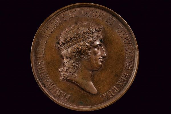 Medaglia Ferdinando I di Borbone (1816-1825) in bronzo  - Asta Medaglie, Ordini e Decorazioni - Associazione Nazionale - Case d'Asta italiane