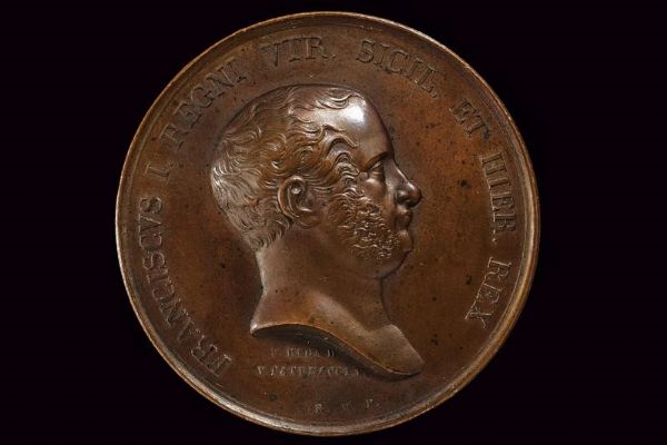 Medaglia Francesco I delle Due Sicilie (1825 - 1830) in bronzo  - Asta Medaglie, Ordini e Decorazioni - Associazione Nazionale - Case d'Asta italiane