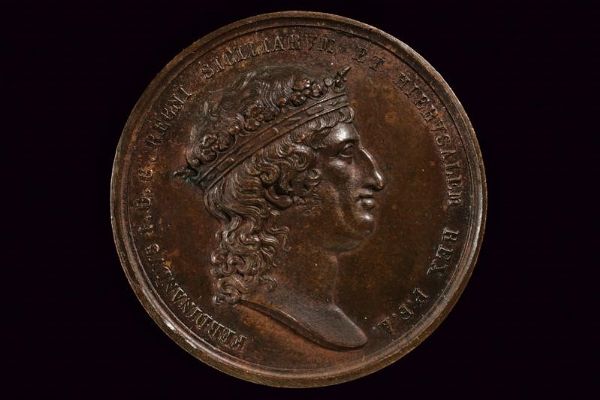 Medaglia Ferdinando I di Borbone (1816-1825) in bronzo  - Asta Medaglie, Ordini e Decorazioni - Associazione Nazionale - Case d'Asta italiane