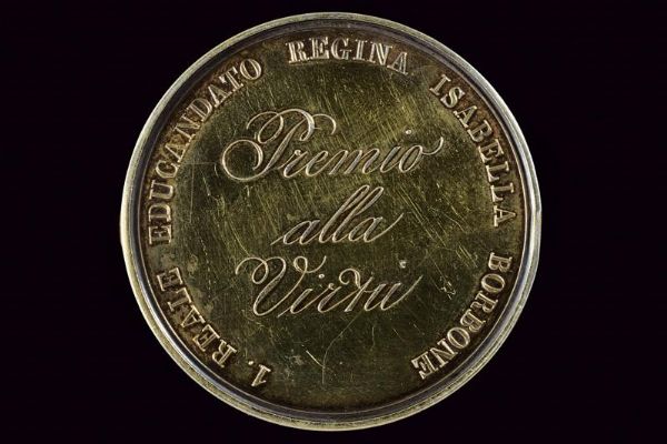 Medaglia emessa per le allieve dei Reali educandati Napoletani, Ferdinando II (1830-59)  - Asta Medaglie, Ordini e Decorazioni - Associazione Nazionale - Case d'Asta italiane