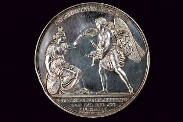 Medaglia per la nascita del Duca di Calabria Francesco di Borbone, Ferdinando II (1830-59)  - Asta Medaglie, Ordini e Decorazioni - Associazione Nazionale - Case d'Asta italiane