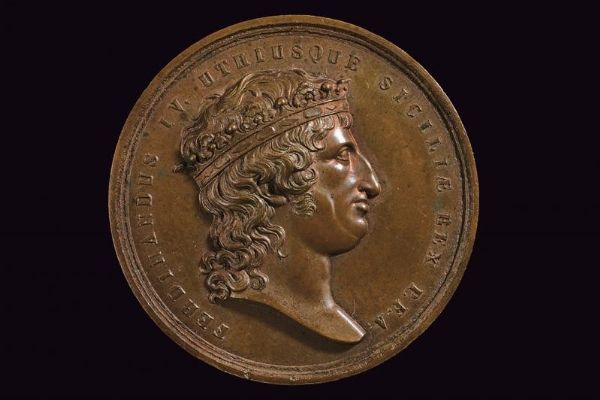 Medaglia Ferdinando IV (1759 - 1816) in bronzo  - Asta Medaglie, Ordini e Decorazioni - Associazione Nazionale - Case d'Asta italiane