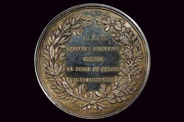 Medaglia Girolamo Napoleone (generale e principe di Vestfalia - 1822-1891) in argento  - Asta Medaglie, Ordini e Decorazioni - Associazione Nazionale - Case d'Asta italiane