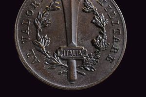 Medaglia al valore militare in bronzo con documento  - Asta Medaglie, Ordini e Decorazioni - Associazione Nazionale - Case d'Asta italiane