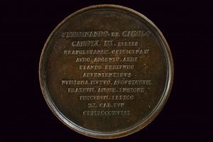 Medaglia Ferdinando I di Borbone (1816-1825) in bronzo  - Asta Medaglie, Ordini e Decorazioni - Associazione Nazionale - Case d'Asta italiane